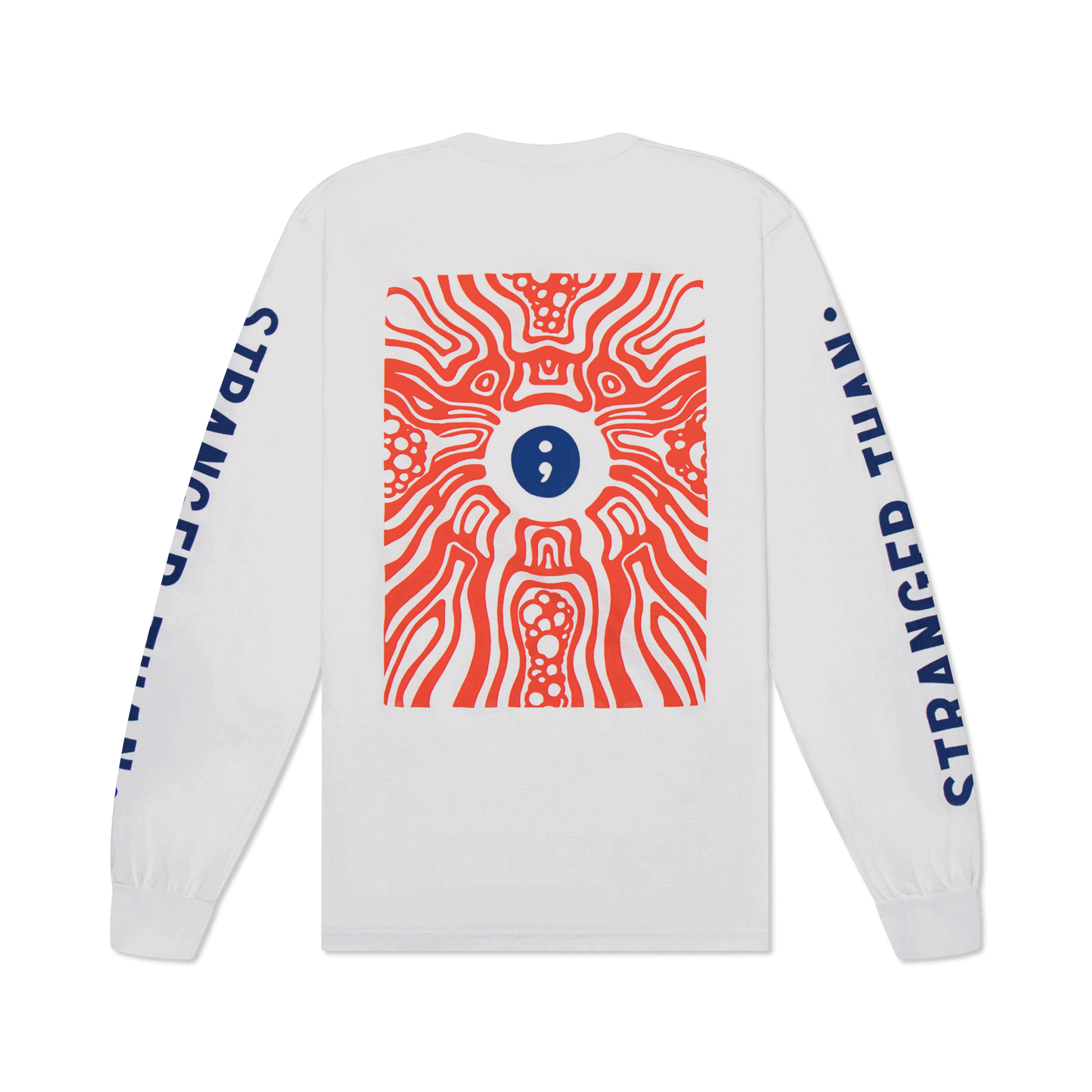 Stranger Than events clothing brand long sleeve tee-shirt print design logo sleeve white back