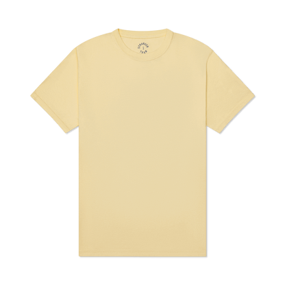 Stranger Than events clothing brand tee-shirt pastel yellow print design front