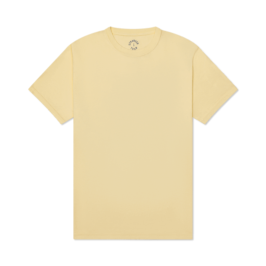 Stranger Than events clothing brand tee-shirt pastel yellow print design front